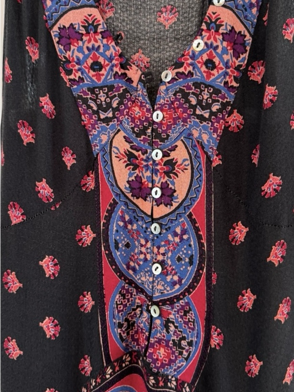 Free People Intimately Faithfully Yours Black Paisley-Panel High-Low Maxi Dress - Picture 11 of 15